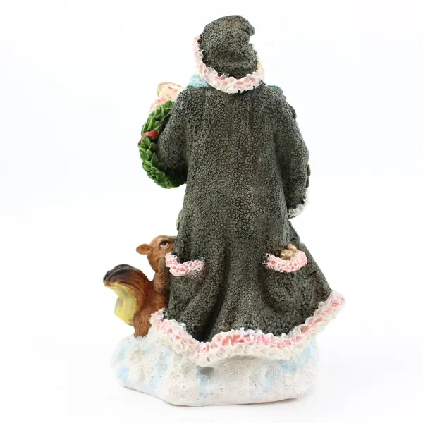 Resin Santa Claus Christmas Figurine With Squirrel Holiday Decor