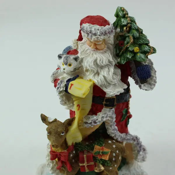 Resin Santa Claus Reindeer Figurine Christmas Decor 