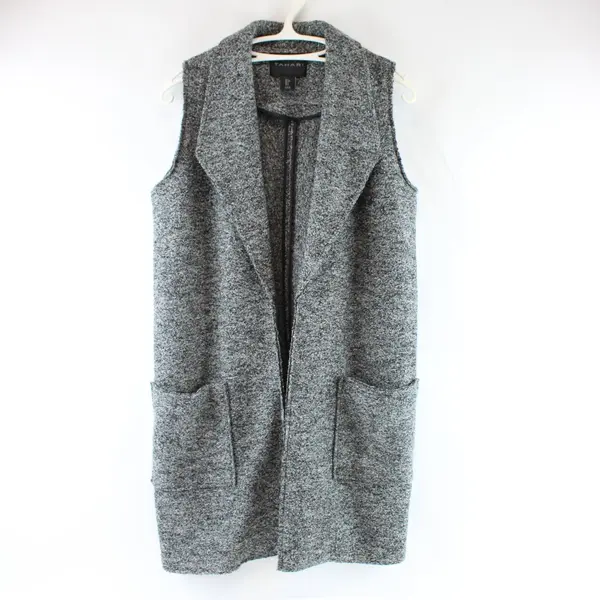 Tahari Women's Small Black White Melange Wool Blend Knit Sweater Vest