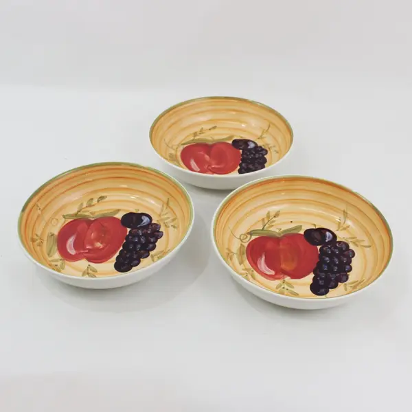 Allied Design Ceramic Pasta Bowls Fruit Pattern Set of 3