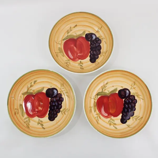 Allied Design Ceramic Pasta Bowls Fruit Pattern Set of 3