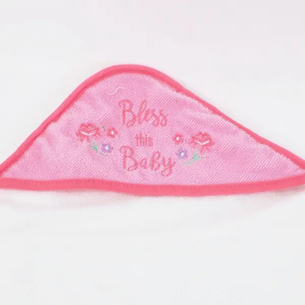 Pink Hooded Baby Bath Towel Bless This Baby Embroidery