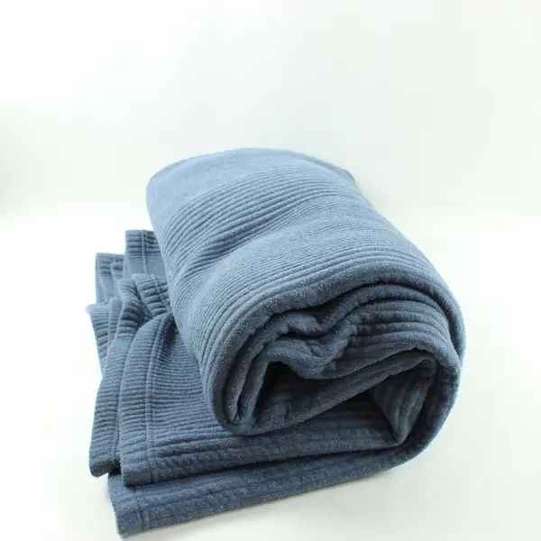 Brooklyn Loom Blue Ribbed Throw Blanket 92 x 95 in Textured