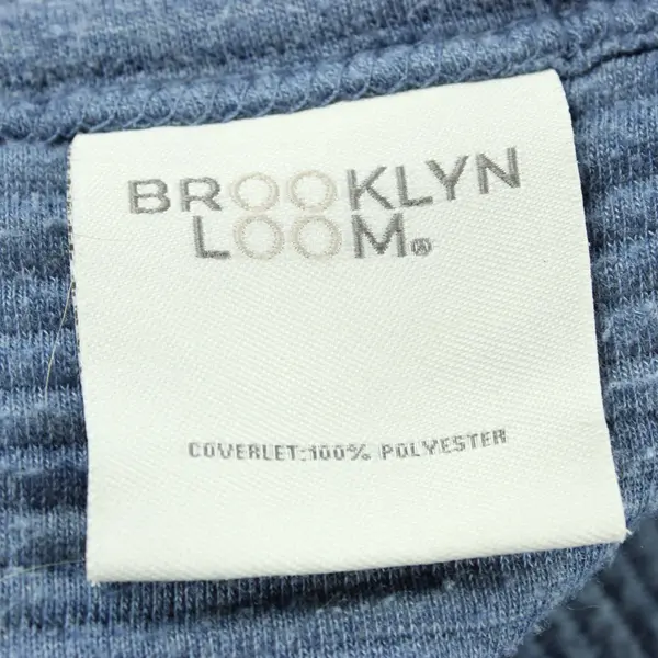 Brooklyn Loom Blue Ribbed Throw Blanket 92 x 95 in Textured