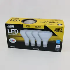 Feit Electric BR30/927 LED Dimmable Soft White 10W 4-Pack 750 Lumens- 2 Used