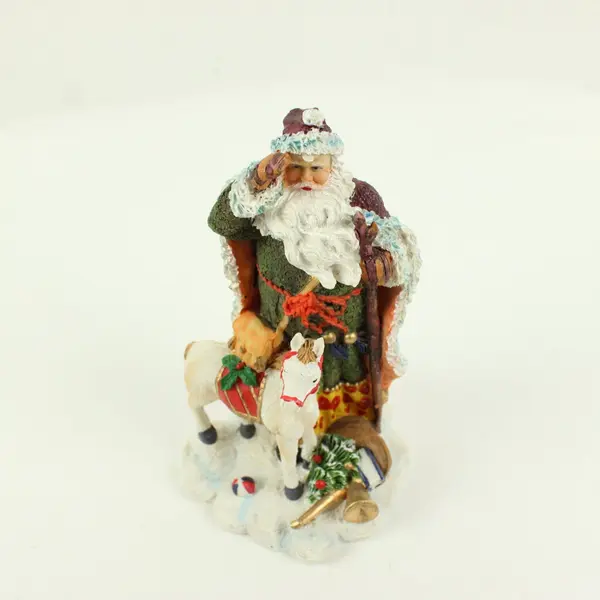 International Santa Claus Collection Figurine With White Horse Christmas Decor