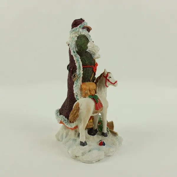 International Santa Claus Collection Figurine With White Horse Christmas Decor