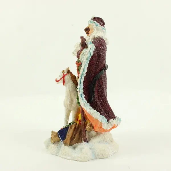 International Santa Claus Collection Figurine With White Horse Christmas Decor