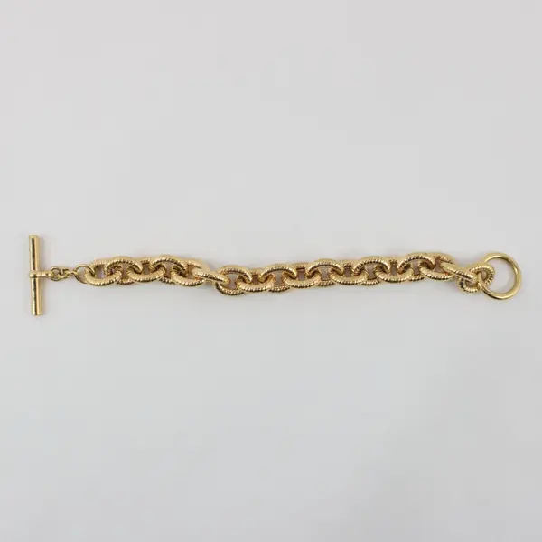 Bellezza Italy Gold Tone Toggle Clasp Chunky Chain Bracelet 8"