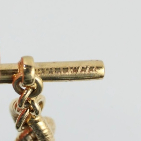 Bellezza Italy Gold Tone Toggle Clasp Chunky Chain Bracelet 8"