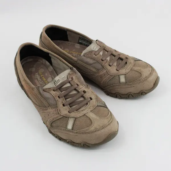Skechers Bikers Landslide Women's 7 Taupe Leather Textile Slip-On Sneakers