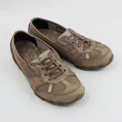 Skechers Bikers Landslide Women's 7 Taupe Leather Textile Slip-On Sneakers