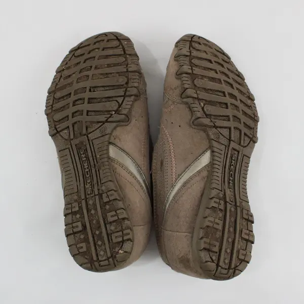Skechers Bikers Landslide Women's 7 Taupe Leather Textile Slip-On Sneakers