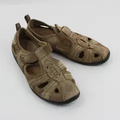 Earth Origins Women's Leather Hiking Sandals Brown Closed Toe 6.5M