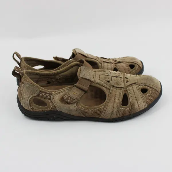 Earth Origins Women's Leather Hiking Sandals Brown Closed Toe 6.5M