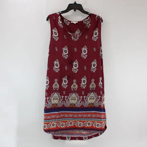 BLL New York Women's Large Maroon Floral Knee Length Shift Dress