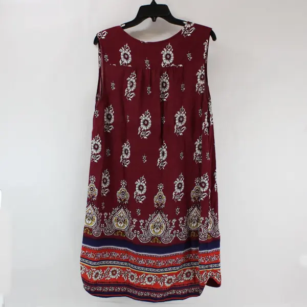 BLL New York Women's Large Maroon Floral Knee Length Shift Dress