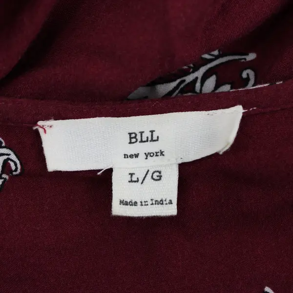 BLL New York Women's Large Maroon Floral Knee Length Shift Dress