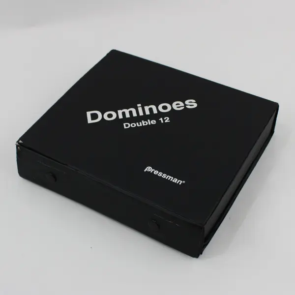 Pressman Double 12 Dominoes Set 91 Tiles in Black Vinyl Snap Case