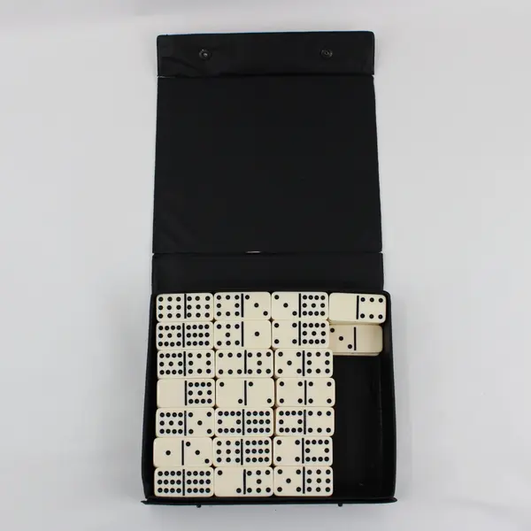 Pressman Double 12 Dominoes Set 91 Tiles in Black Vinyl Snap Case
