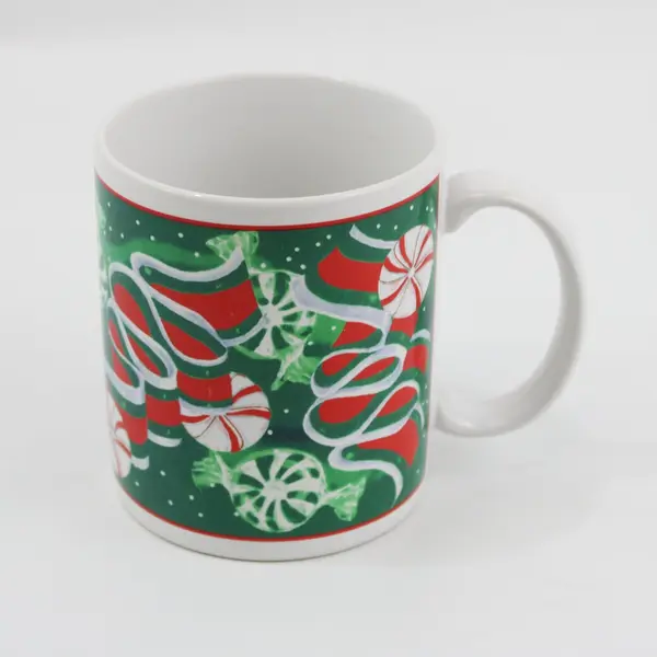 Papel Freelance Green Red Christmas Mug Candy Cane Peppermint 