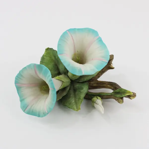 Ceramic Blue Morning Glory Flower Figurine 