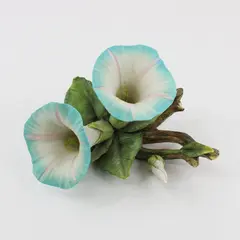 Ceramic Blue Morning Glory Flower Figurine 