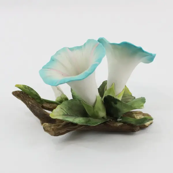 Ceramic Blue Morning Glory Flower Figurine 