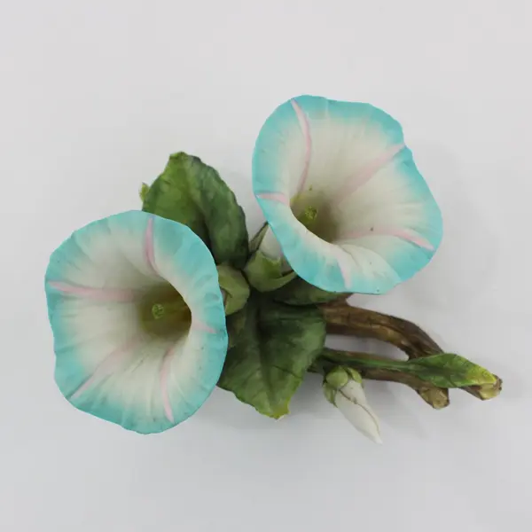 Ceramic Blue Morning Glory Flower Figurine 