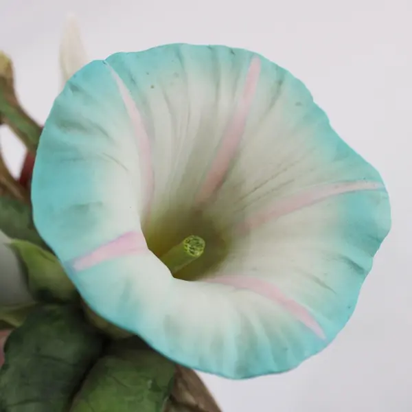 Ceramic Blue Morning Glory Flower Figurine 