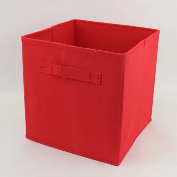 Red Fabric Storage Cube Organizer 10.75in Collapsible Open Top Handle