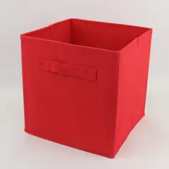 Red Fabric Storage Cube Organizer 10.75in Collapsible Open Top Handle