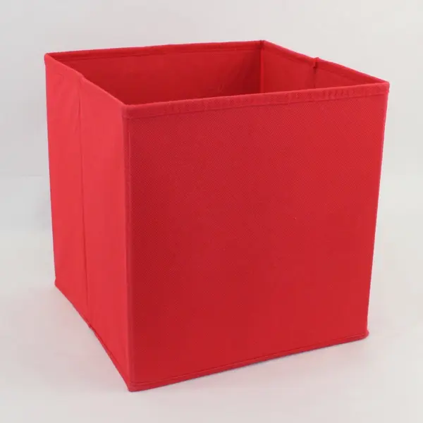 Red Fabric Storage Cube Organizer 10.75in Collapsible Open Top Handle