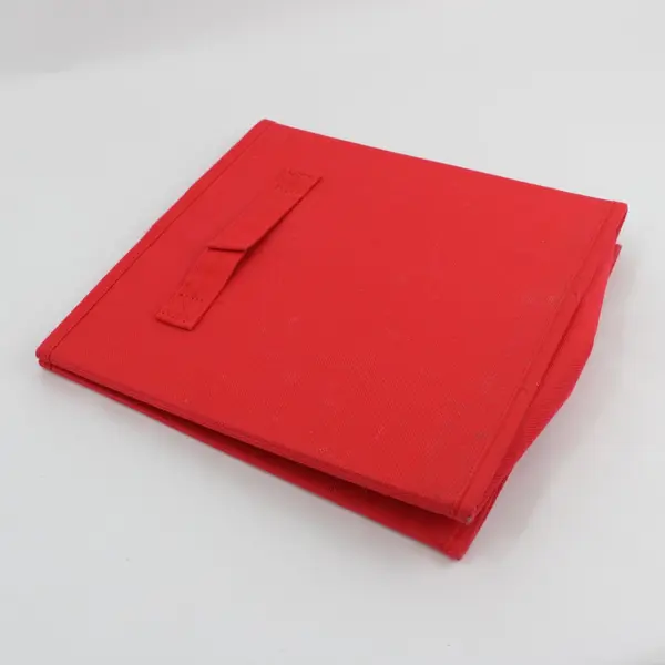Red Fabric Storage Cube Organizer 10.75in Collapsible Open Top Handle