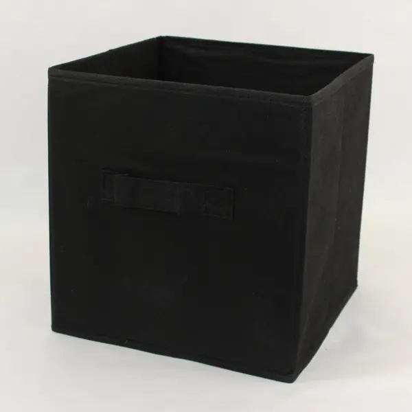 Black Collapsible Fabric Storage Cube Organizer 10.75in Open Top Handle