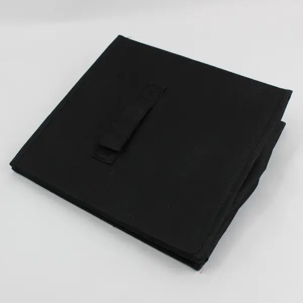 Black Collapsible Fabric Storage Cube Organizer 10.75in Open Top Handle