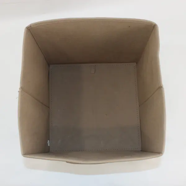 Light Beige Tan Collapsible Storage Cube Open Top Handle 10.75in