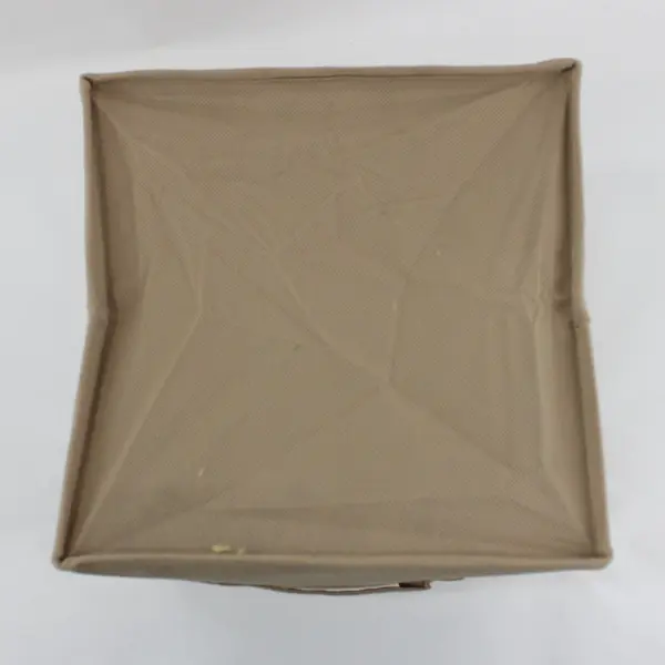 Light Beige Tan Collapsible Storage Cube Open Top Handle 10.75in