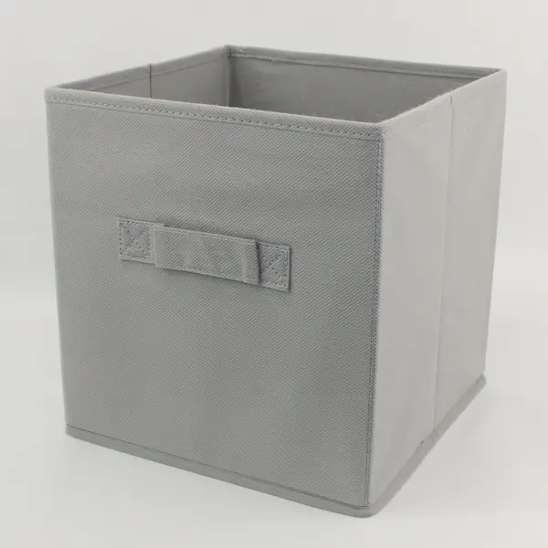 Light Gray Fabric Storage Cube Organizer 10.75" Collapsible Open Top