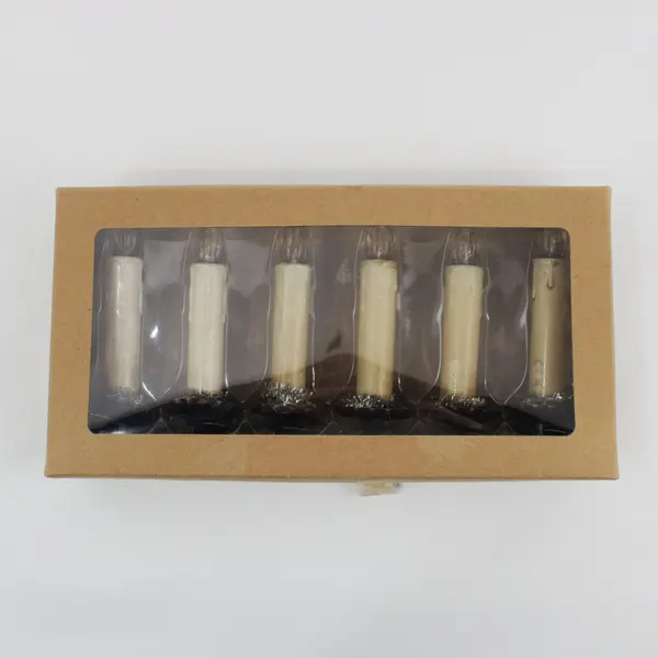 Set of 6 Creative Co-Op Battery Operated Clip-On Candle Christmas Ornament Set