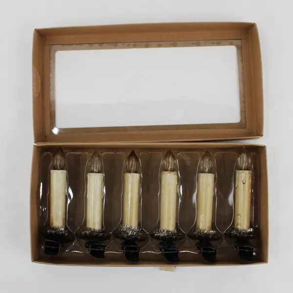 Set of 6 Creative Co-Op Battery Operated Clip-On Candle Christmas Ornament Set