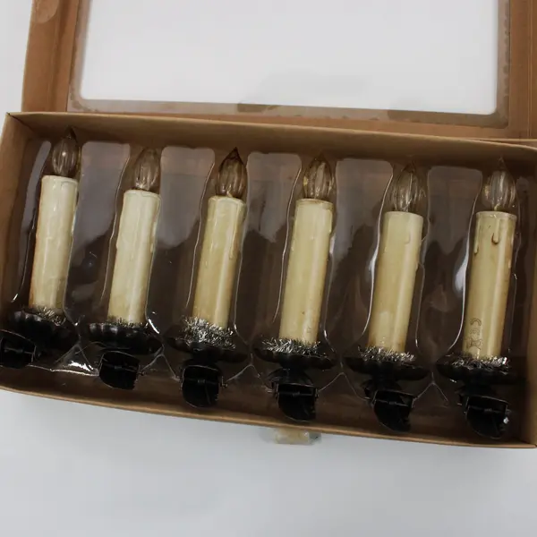 Set of 6 Creative Co-Op Battery Operated Clip-On Candle Christmas Ornament Set