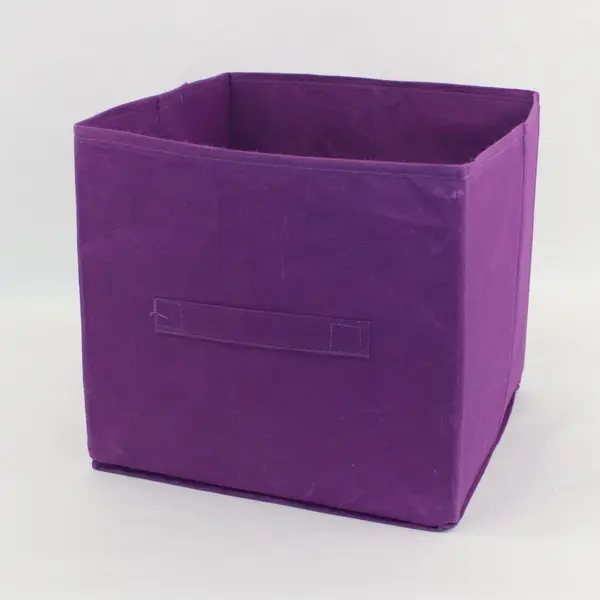Purple 10.75" Collapsible Fabric Storage Cube Organizer Open Top Handle