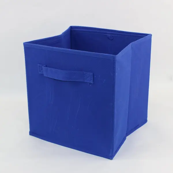 Blue 10.75in Fabric Storage Cube Organizer Collapsible Open Top Handle