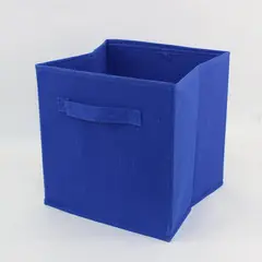 Blue 10.75in Fabric Storage Cube Organizer Collapsible Open Top Handle