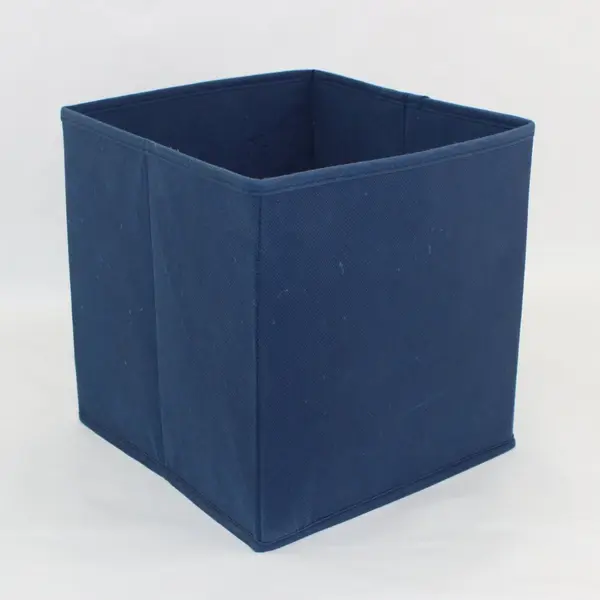 Dark Blue Fabric Storage Cube Organizer Collapsible Open Top Handle 10.75''
