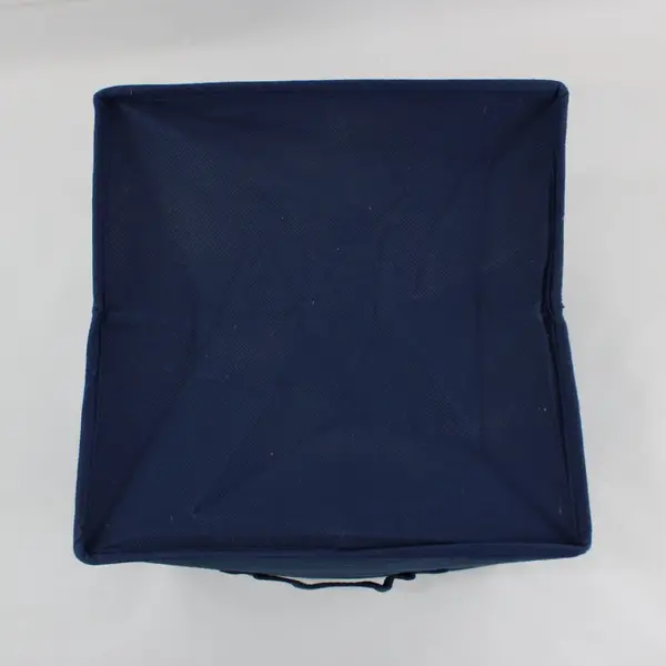 Dark Blue Fabric Storage Cube Organizer Collapsible Open Top Handle 10.75''