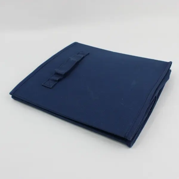 Dark Blue Fabric Storage Cube Organizer Collapsible Open Top Handle 10.75''