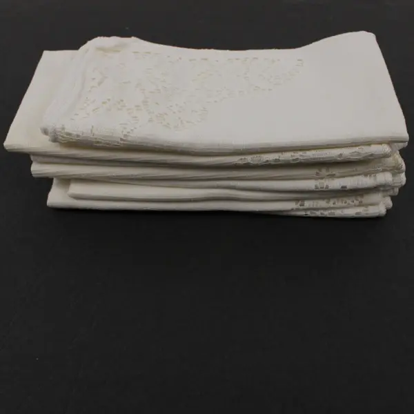 Set of 8 White Linen Napkins Textured Weave