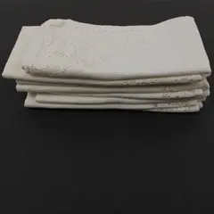 Set of 8 White Linen Napkins Textured Weave